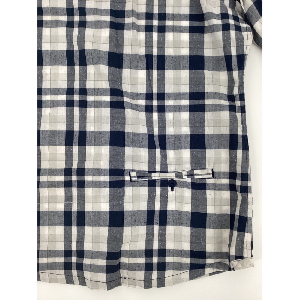 The North Face Womens XS Plaid Button Down Shirt Navy Blue White Long Sleeve - Picture 8 of 11